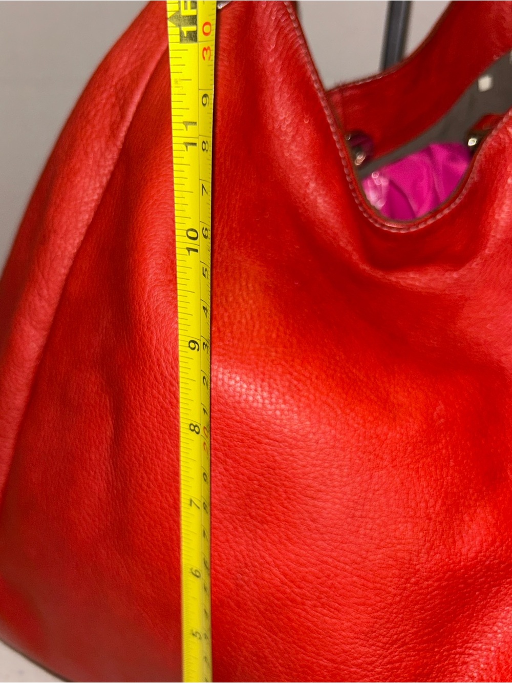 Classic Red Leather Prune Hobo Tote bag - Picture 6 of 12